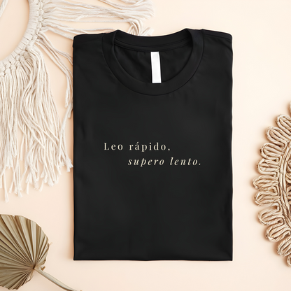 “I Read Fast, Heal Slow” Bookish T-Shirt – Minimalist Tee for Intense Readers